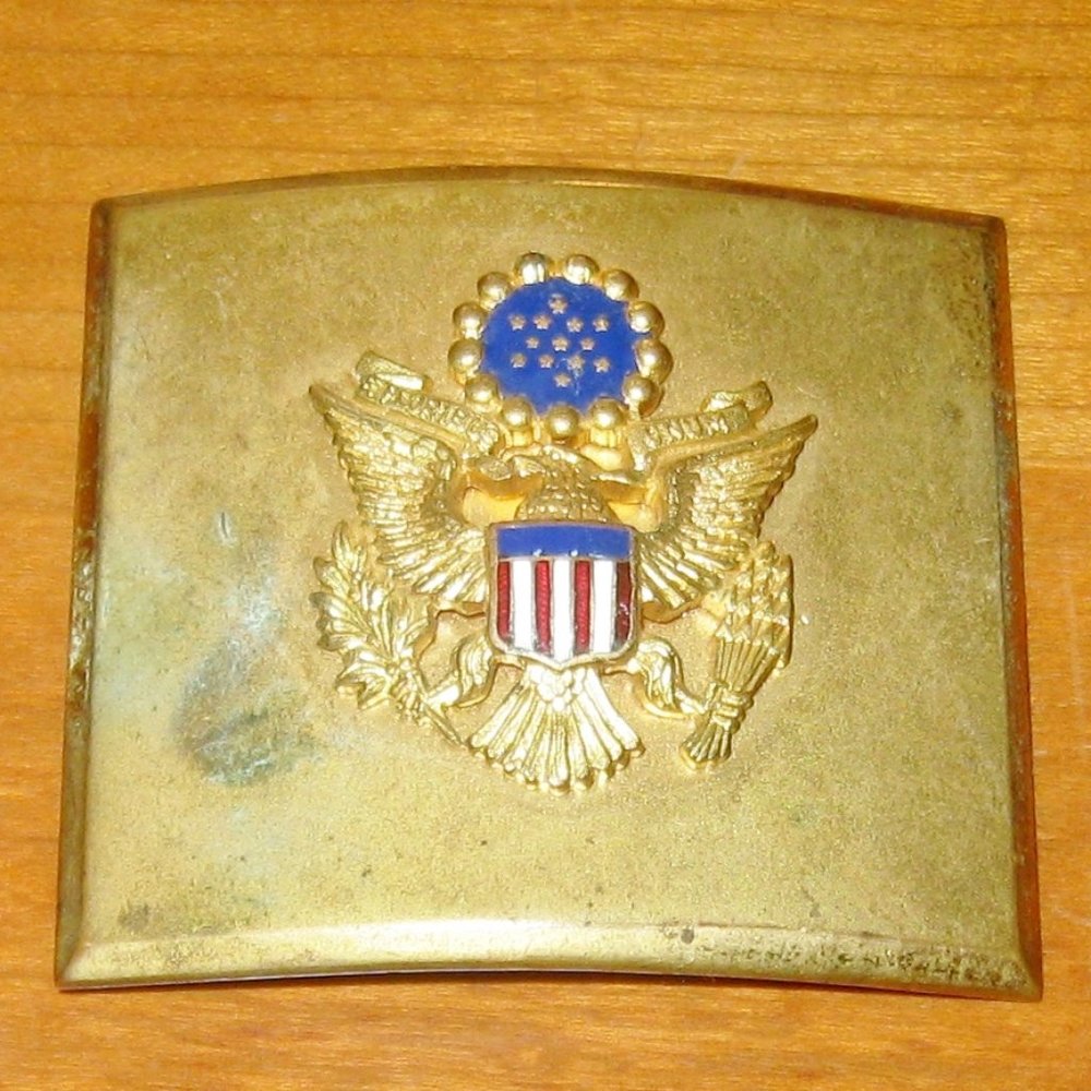 Vintage Belt Buckle E Pluribus Unum Eagle w Shield M.E. Sullivan Fifth Ave NY